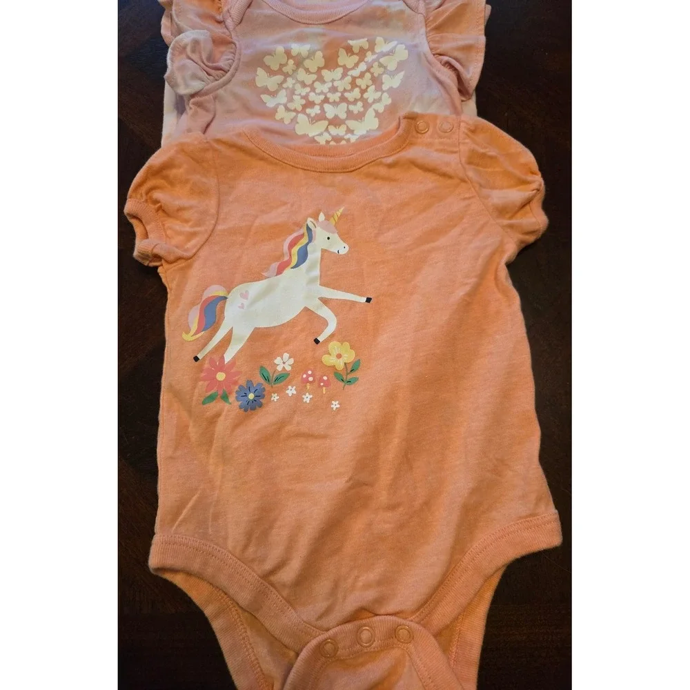 Garanimals Baby Girl Bodysuits Lot of 5 Unicorn Sun Grandma 3-6 Months Pink Red